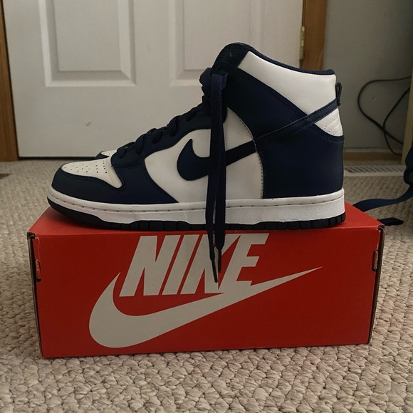 SIZE 7Y nike high dunks white/midnight navy - Picture 2 of 7